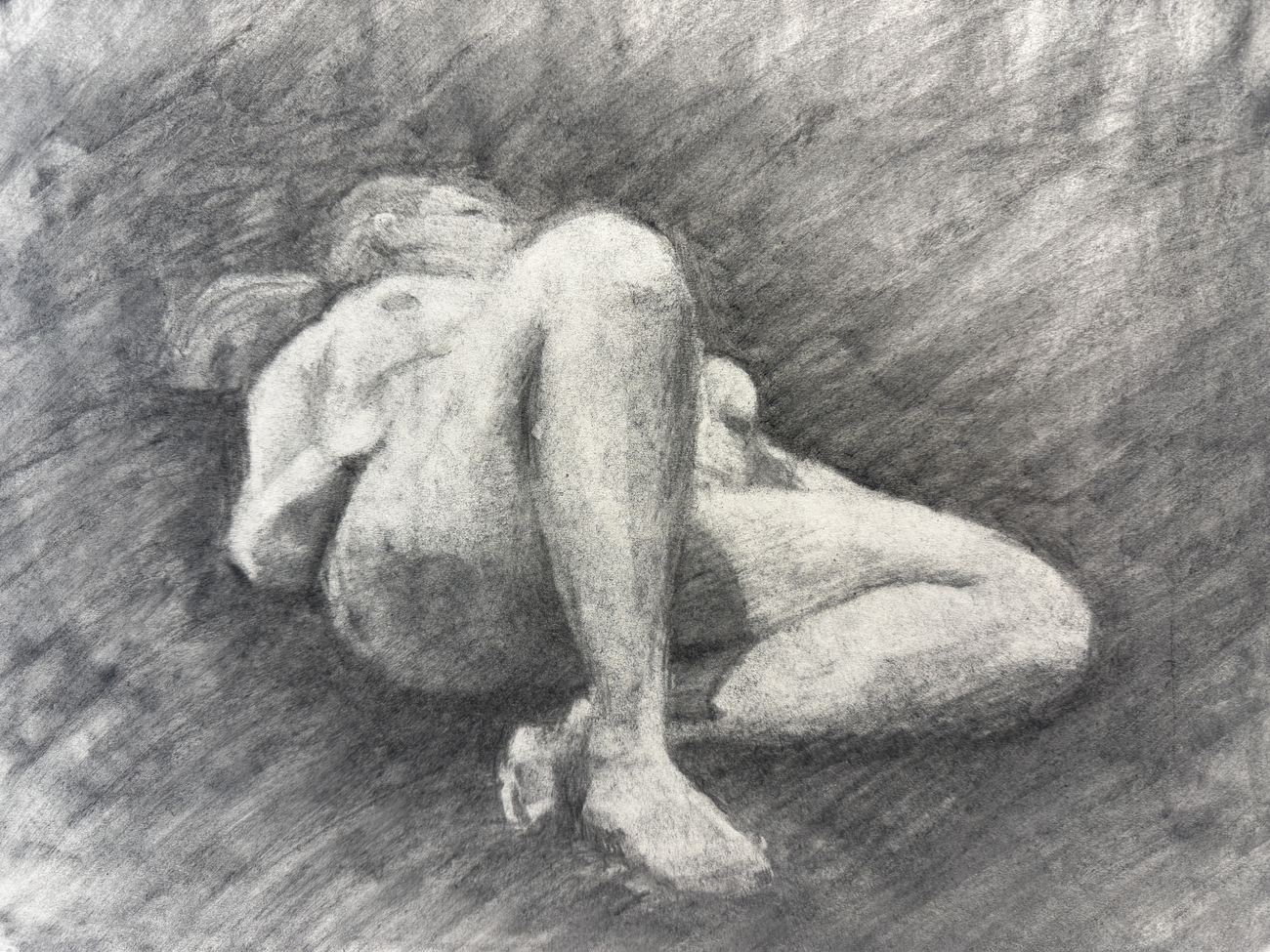 Figure Study — from Life — Charcoal on paper