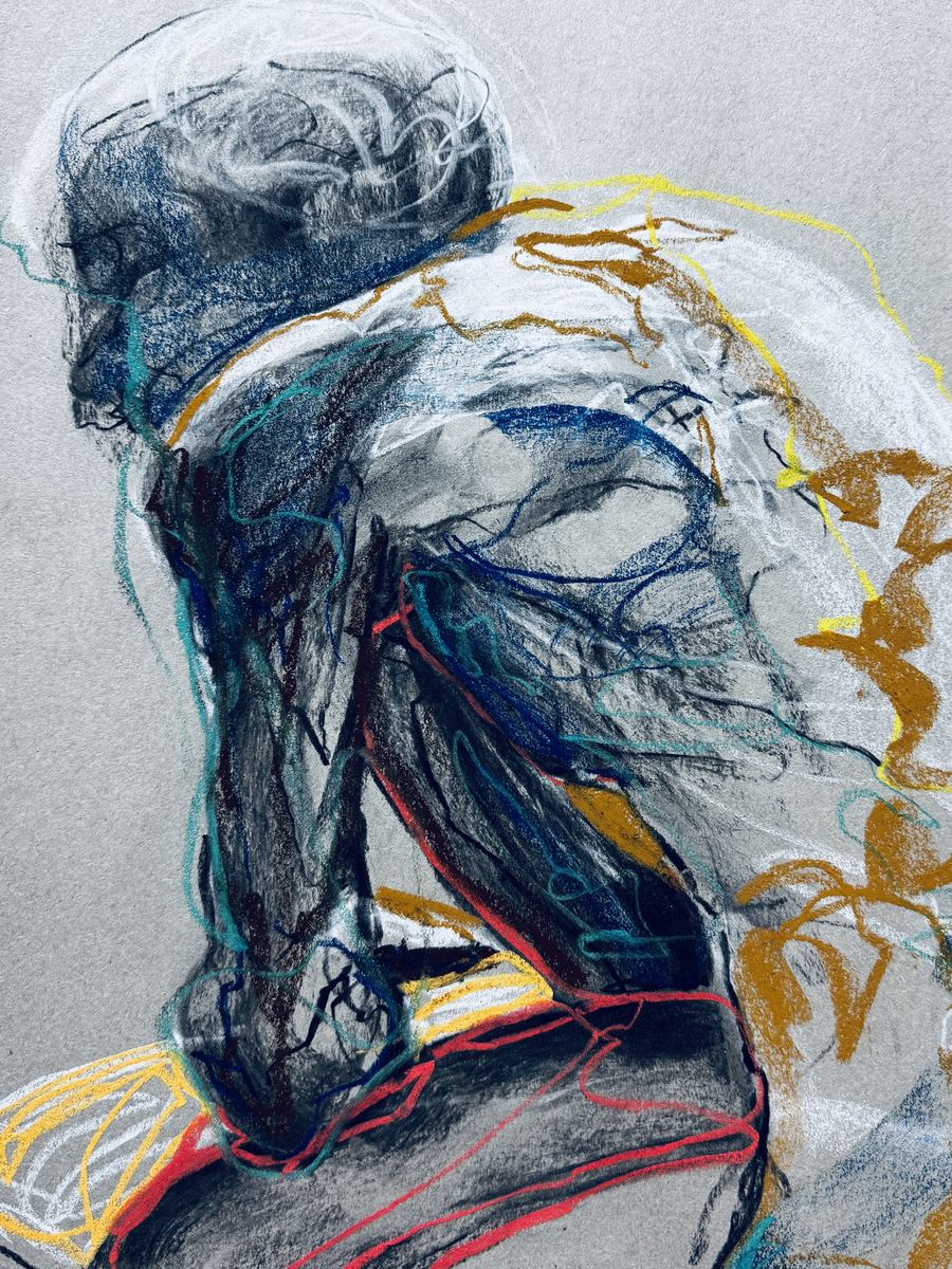 Figure Study in Colour — Pastel and charcoal on toned paper