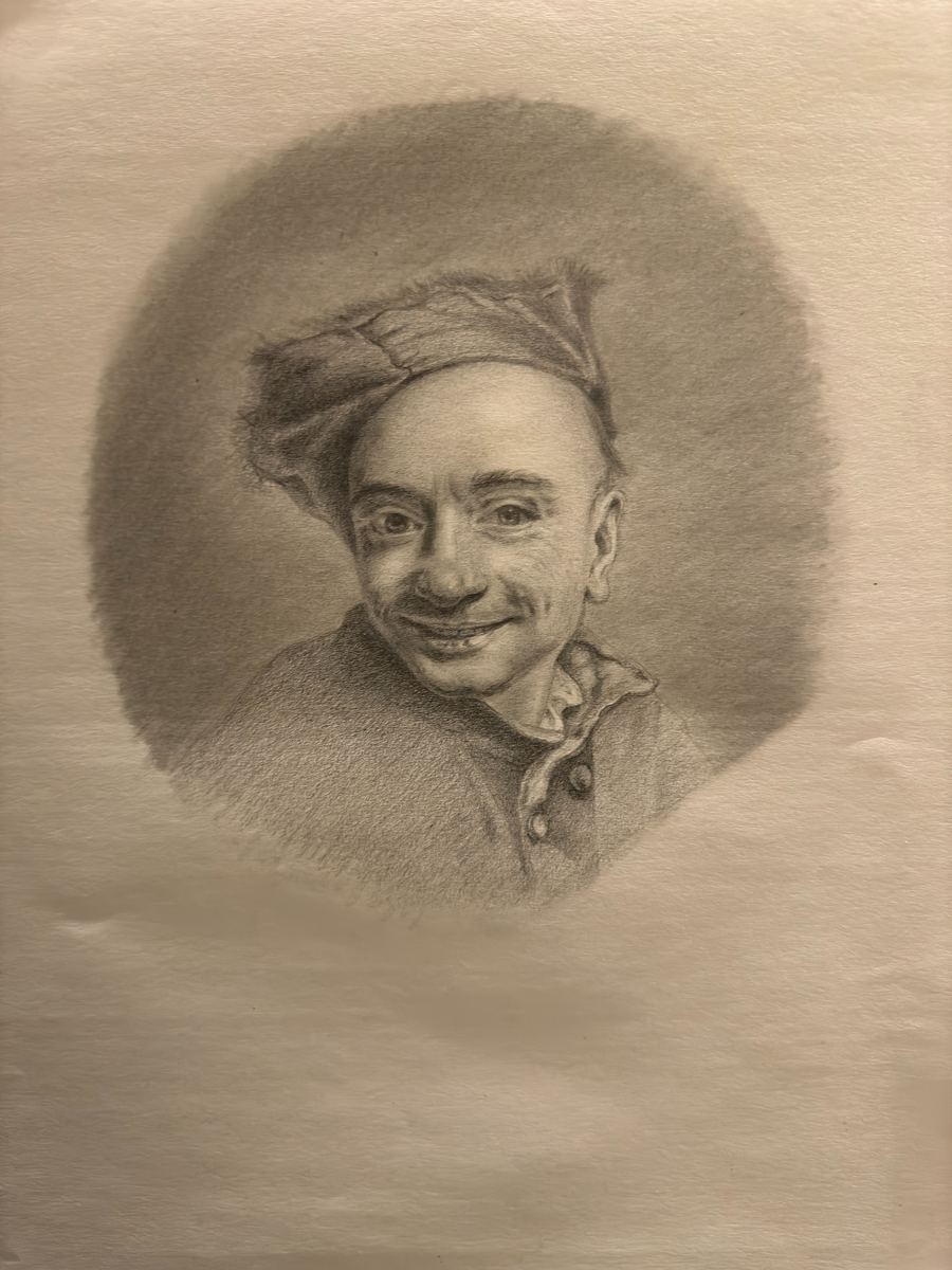 Master Copy — after Maurice Quentin de La Tour — Charcoal on toned paper